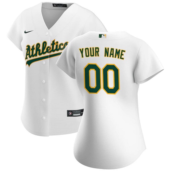 Women's Oakland Athletics ACTIVE PLAYER Custom Blank White Stitched Jersey(Run Small)